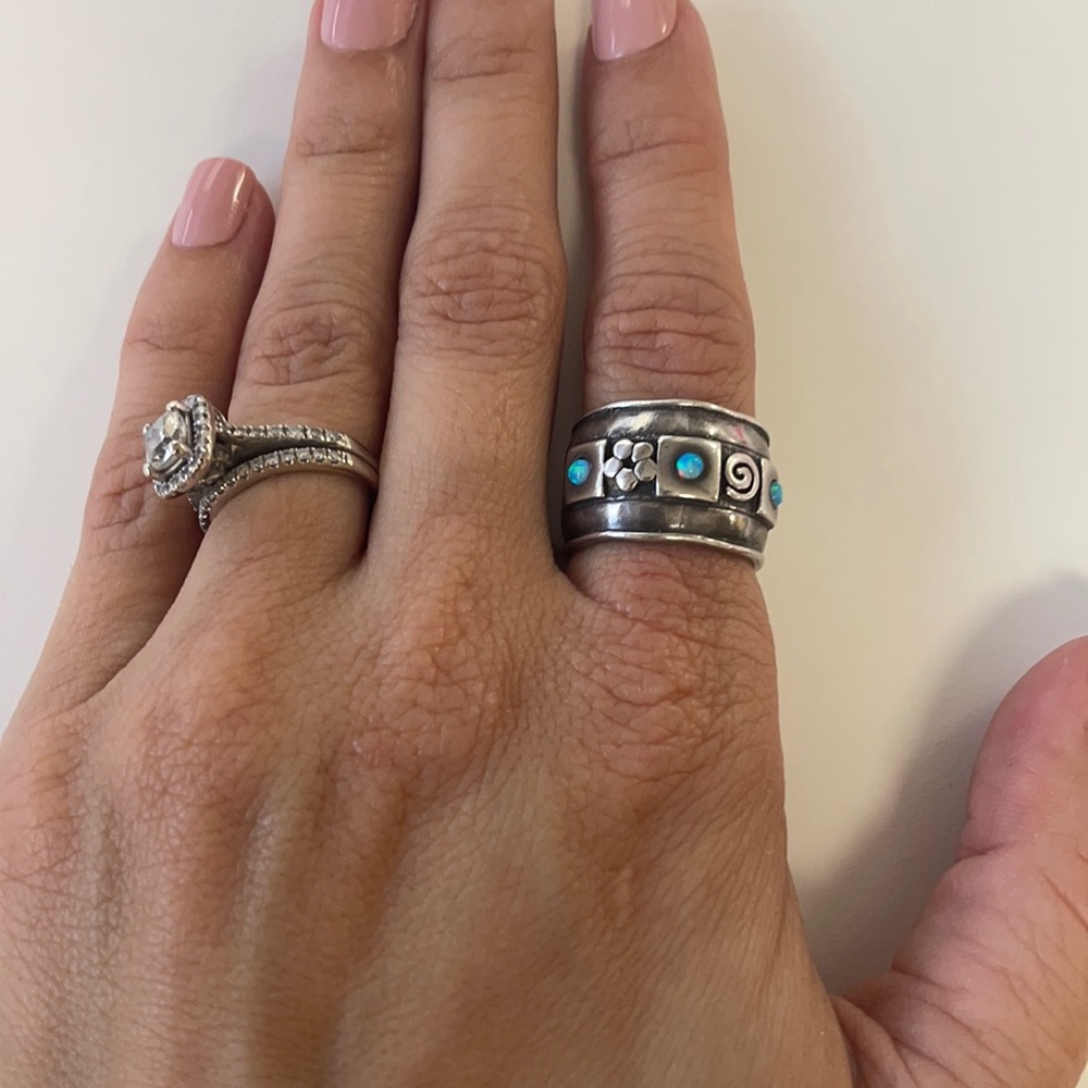 Handmade fire opal ring size 6